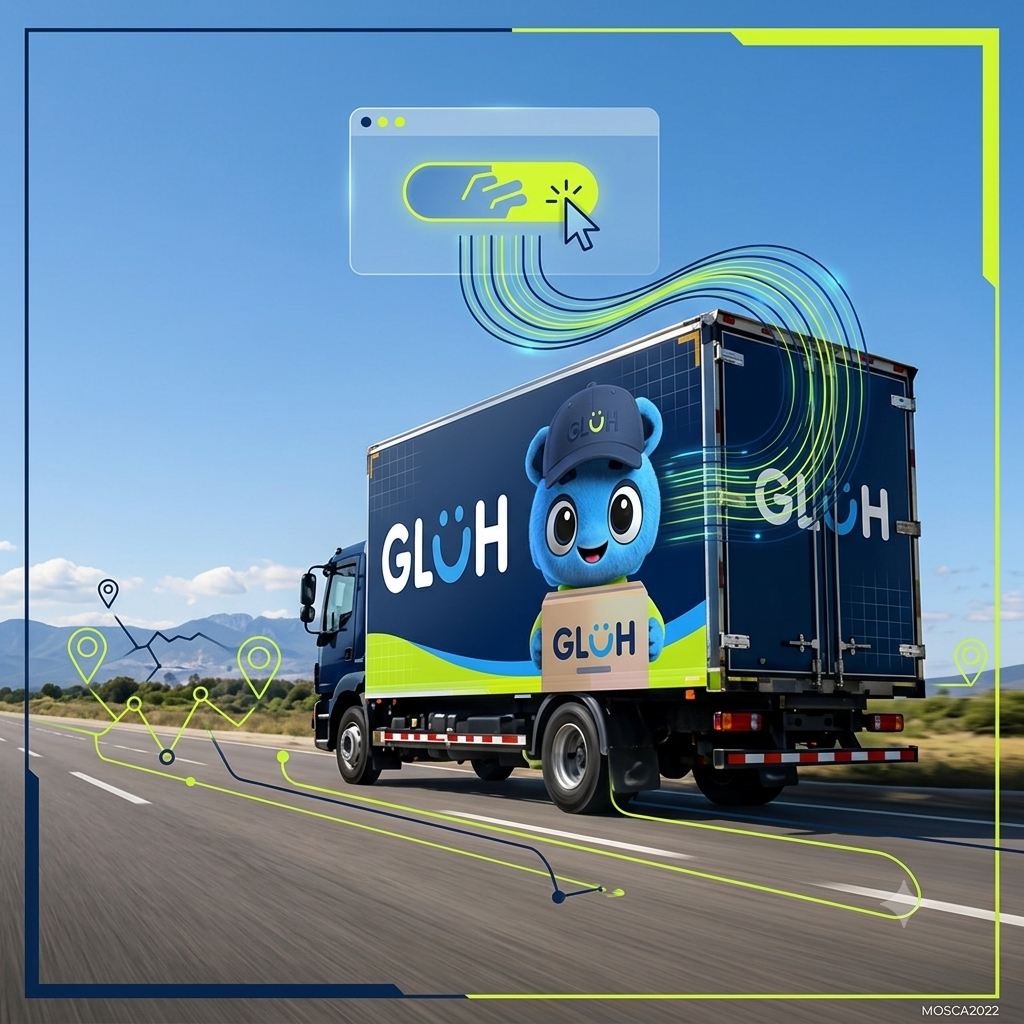 Caminhão da Glüh representando a operação de entregas corporativas